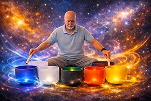 Sound Bath Healing Crystal Bowls Holographic Vibrations Chakra Balancing Sessiopn Group Corporate Kevin Foresman Enlumnia Dallas TX